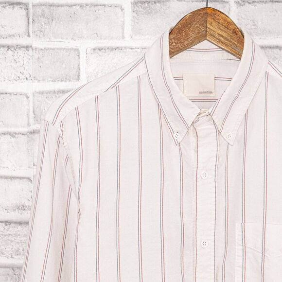BAND OF OUTSIDERS Men's Button Down Shirt Oxford White Striped Size 3 - Picture 3 of 7